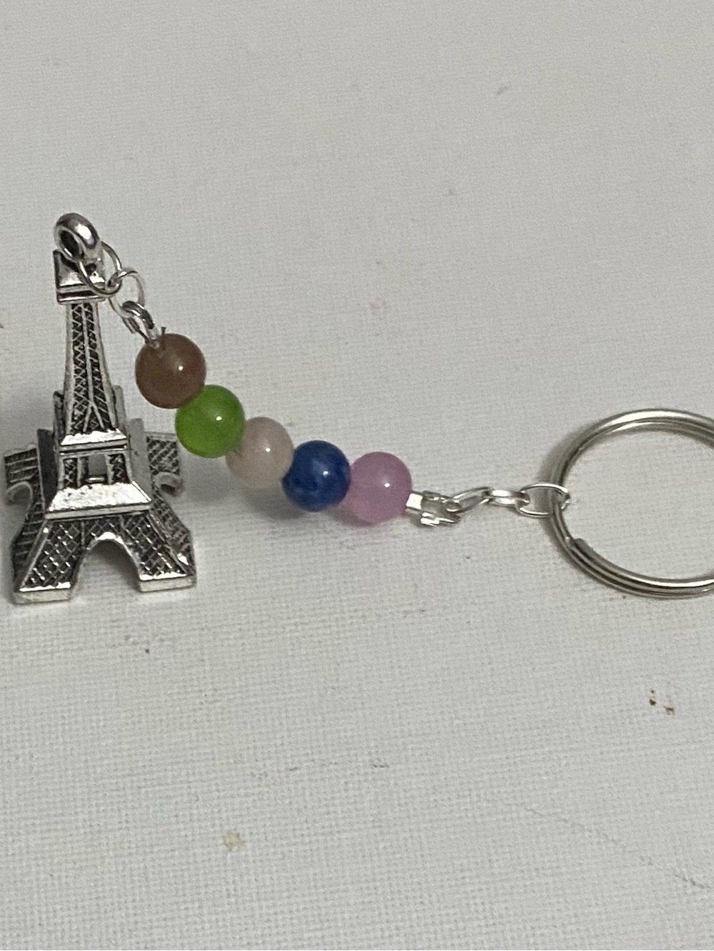 Eiffel Tower with Jade Beads Keychain